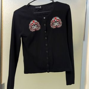 Sourpuss cardigan sweater with skulls